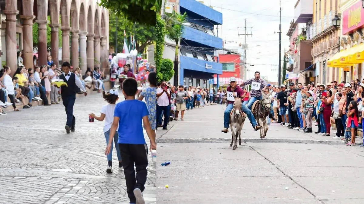 Carrera de meseros y burros